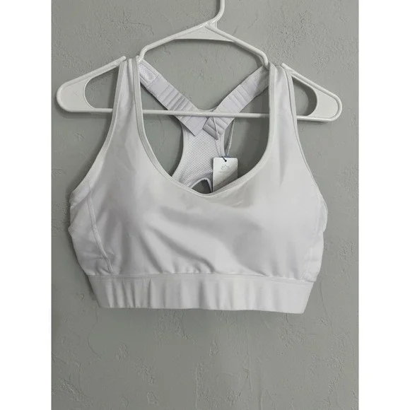 Healthyoga White Athletic Sports Bra Support Medium Impact Breathable NWT - Picture 1 of 6